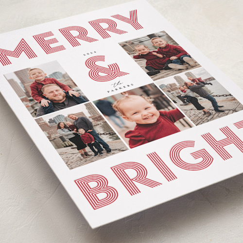 This is a candy cane letterpress holiday cards with letterpress by Vivian Yiwing called bold printing on bright white letterpress paper in standard