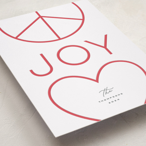 This is a holly letterpress holiday cards with letterpress by Michelle Taylor called holiday wishes printing on bright white letterpress paper in standard