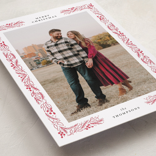 This is a santa letterpress holiday cards with letterpress by Ashlee Townsend called christmas border printing on bright white letterpress paper in standard