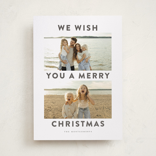This is a ash letterpress holiday cards with letterpress by Wildfield Paper Co called merry days printing on bright white letterpress paper in standard