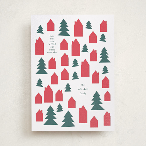 This is a forest letterpress holiday cards with letterpress by Baumbirdy called season filled printing on bright white letterpress paper in standard