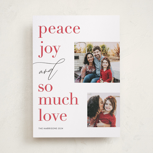 This is a holly berry letterpress holiday cards with letterpress by Kelly Nasuta called and love printing on bright white letterpress paper in standard