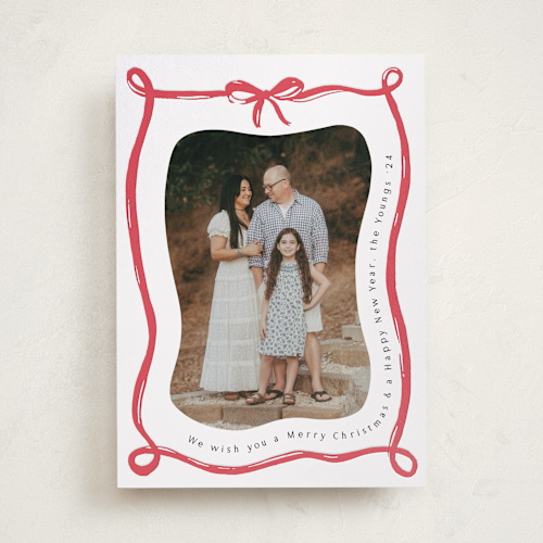 This is a berry letterpress holiday cards with letterpress by Pati Cascino called make me happy printing on bright white letterpress paper in standard
