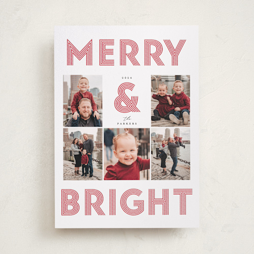 This is a candy cane letterpress holiday cards with letterpress by Vivian Yiwing called bold printing on bright white letterpress paper in standard