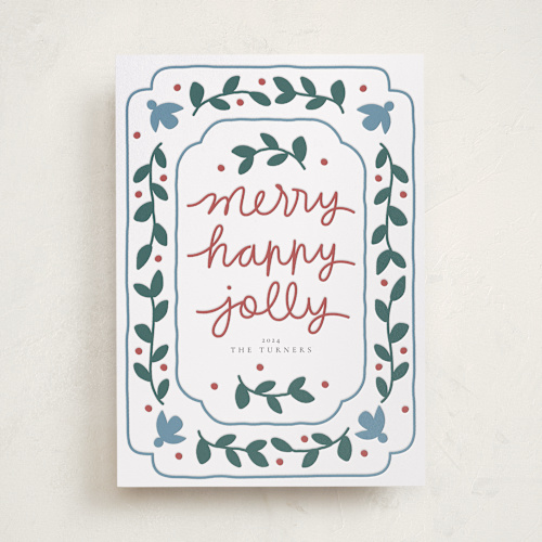 This is a cloud letterpress holiday cards with letterpress by letterfix called sugar cookie printing on bright white letterpress paper in standard