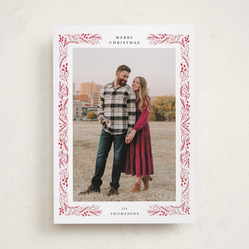 This is a santa letterpress holiday cards with letterpress by Ashlee Townsend called christmas border printing on bright white letterpress paper in standard