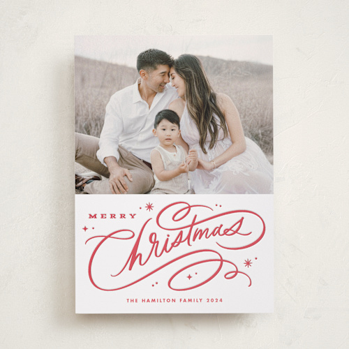 This is a holly letterpress holiday cards with letterpress by Kristen Smith called swash printing on bright white letterpress paper in standard