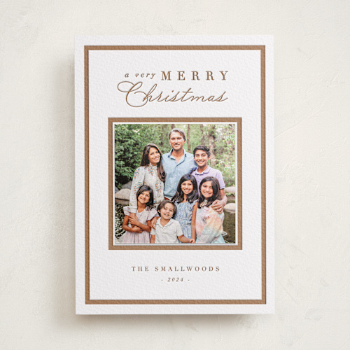 This is a matte gold photo mount holiday cards with letterpress by Amy Kross called bound merry printing on somerset500 in photo_mount