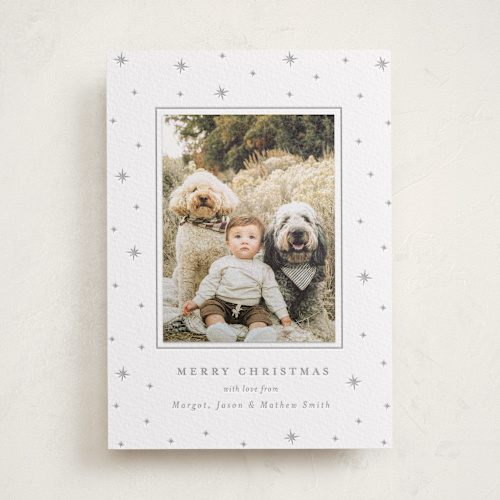 This is a matte silver photo mount holiday cards with letterpress by Elly called stars printing on somerset500 in photo_mount