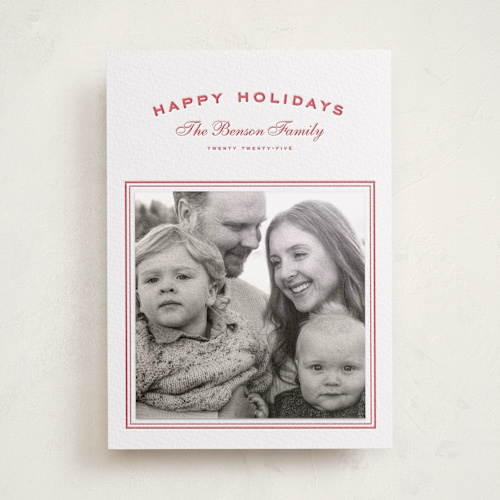 This is a scarlet photo mount holiday cards with letterpress by Wildfield Paper Co called summer story printing on somerset500 in photo_mount