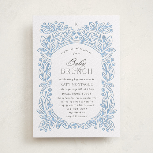 This is a arch baby shower invitations with letterpress by Jen Owens called arch printing on somerset500 in standard