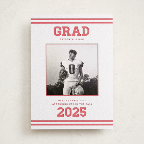 This is a scarlet graduation announcements with letterpress by Louise Kay called team grad printing on somerset500 in photo_mount
