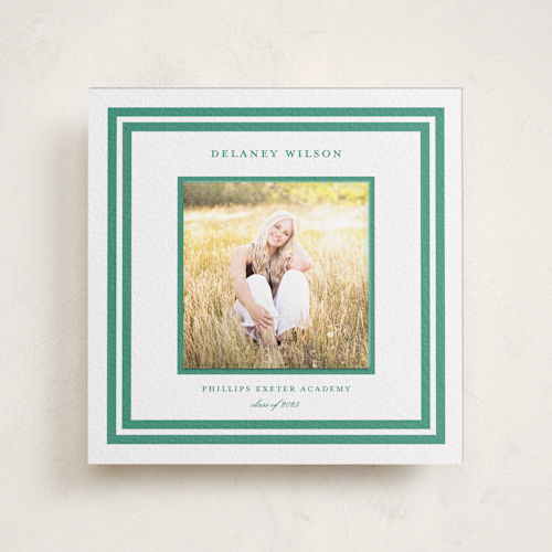 This is a cucumber graduation announcements with letterpress by Megan Davis called roma printing on somerset500 in photo_mount