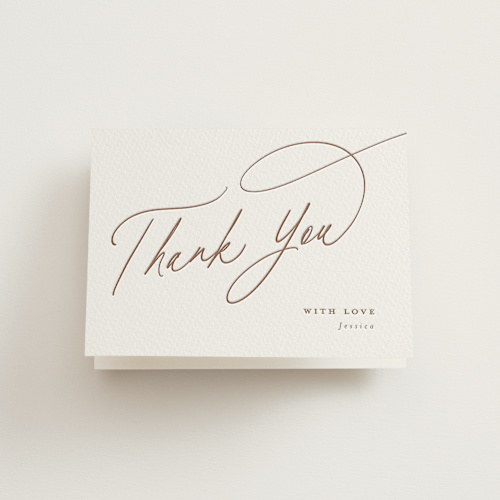 This is a minimal bridal shower thank you cards with letterpress by Joanna Griffin called minimal printing on coventry320 in standard