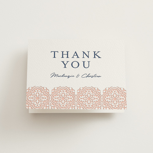 This is a matte gold | aegean | nude wedding thank you cards with letterpress by Juliana Zimmermann called tiles printing on coventry320 in standard