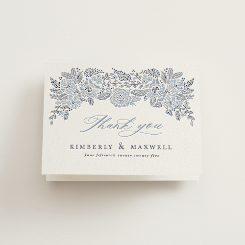 This is a aegean wedding thank you cards with letterpress by Tamara Hilje called chantilly printing on coventry320 in standard