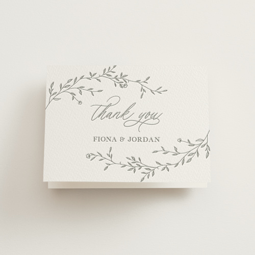 This is a ash wedding thank you cards with letterpress by Vera Lim called jasmine printing on coventry320 in standard