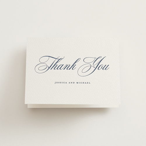 This is a aegean wedding thank you cards with letterpress by Jennifer Postorino called empire printing on coventry320 in standard
