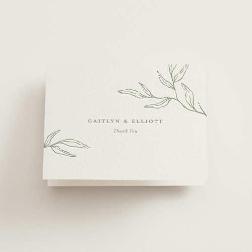 This is a mint wedding thank you cards with letterpress by Oscar and Emma - Karly Depew called amidst nature printing on coventry320 in standard