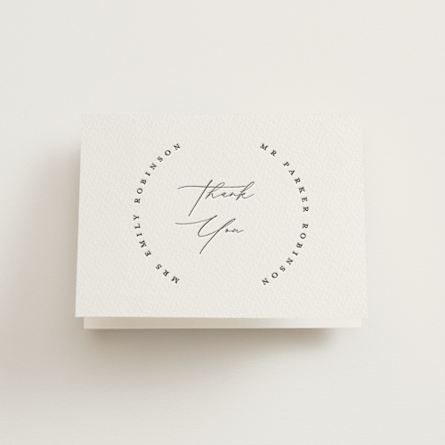 This is a soft black wedding thank you cards with letterpress by Gwen Bedat called paradox printing on coventry320 in standard