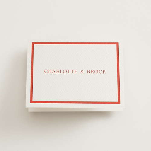 This is a verona sunset wedding thank you cards with letterpress by Megan Davis called racquet printing on coventry320 in standard