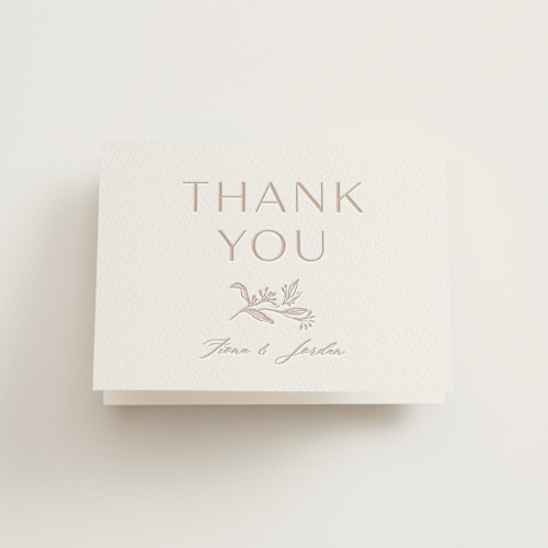This is a latte wedding thank you cards with letterpress by Vera Lim called camellia.. printing on coventry320 in standard