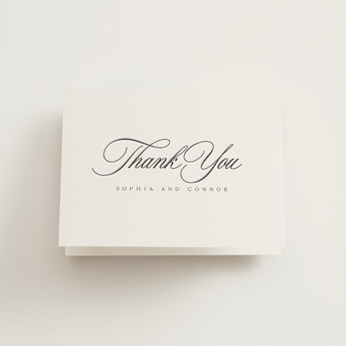 This is a soft black wedding thank you cards with letterpress by Nicole Walsh called us printing on coventry320 in standard