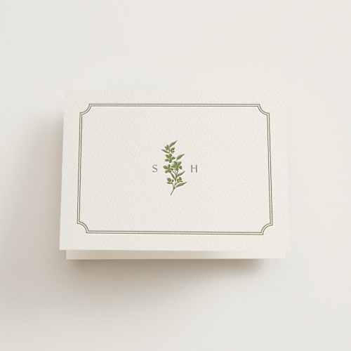 This is a pistachio wedding thank you cards with letterpress by Yaling Hou Suzuki called simply elegant printing on coventry320 in standard