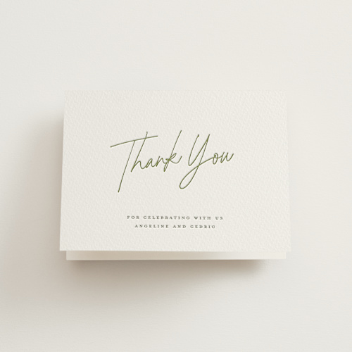 This is a moss wedding thank you cards with letterpress by chocomocacino called angeline printing on coventry320 in standard