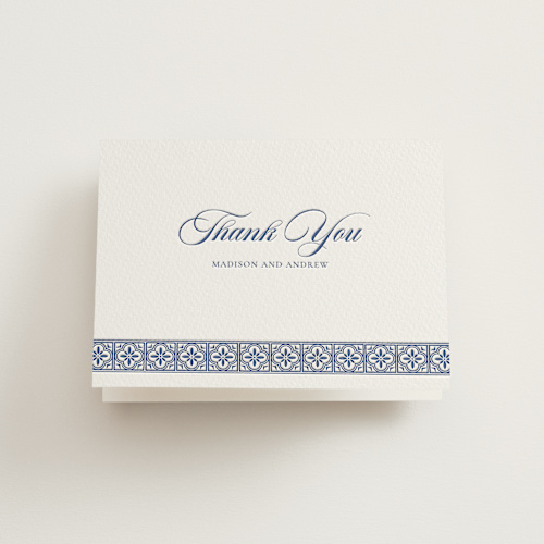 This is a lapis wedding thank you cards with letterpress by Angela Garrick called tiled printing on coventry320 in standard