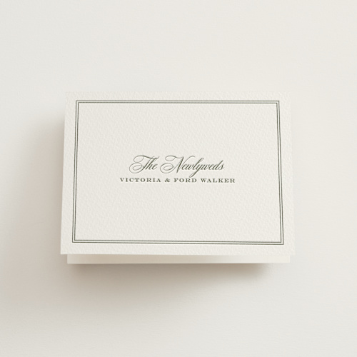 This is a moss wedding thank you cards with letterpress by Megan Davis called putnam printing on coventry320 in standard