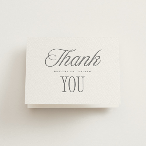 This is a gravel wedding thank you cards with letterpress by Vera Lim called icon printing on coventry320 in standard