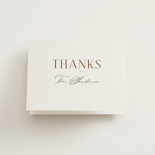 This is a burnt sienna wedding thank you cards with letterpress by Vanessa Doyle called chic printing on coventry320 in standard
