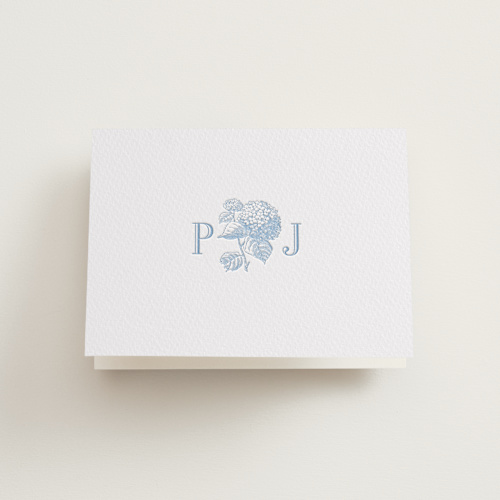 This is a sky blue wedding thank you cards with letterpress by Megan Davis called chesapeake printing on coventry320 in standard