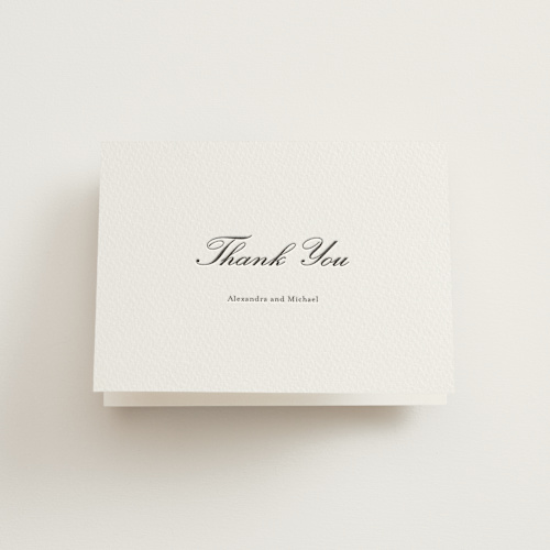 This is a soft black wedding thank you cards with letterpress by Ani Somi called finely printing on coventry320 in standard