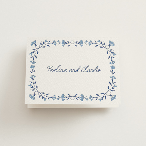 This is a lapis wedding thank you cards with letterpress by Tamara Hilje called talavera printing on coventry320 in standard