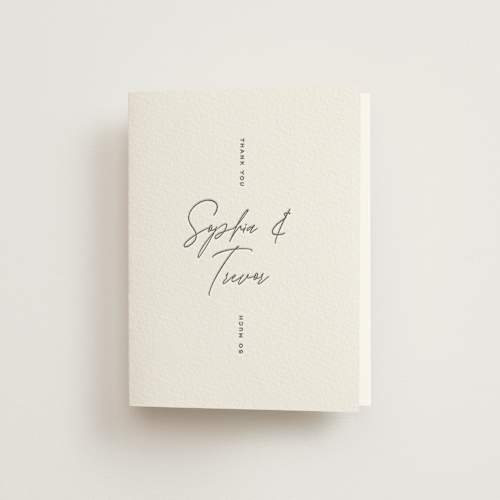 This is a charcoal wedding thank you cards with letterpress by Owl and Toad called terrace printing on coventry320 in standard