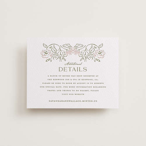 This is a nude letterpress wedding invitations with letterpress by Susan Zinader called sketched foliage printing on somerset500 in standard