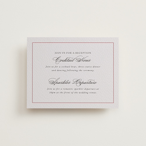 This is a scarlet letterpress wedding invitations with letterpress by Design Lotus called steeped in tradition printing on somerset500 in standard