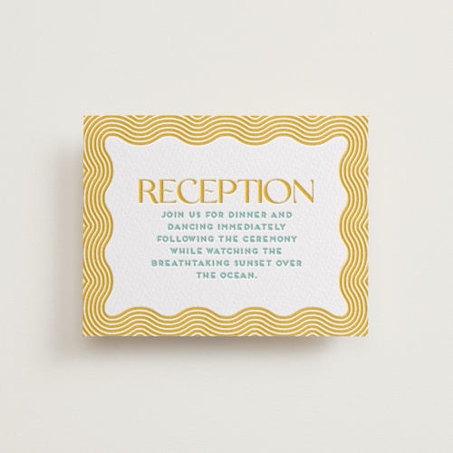 This is a seafoam letterpress wedding invitations with letterpress by Claudia Orengo called good vibes printing on somerset500 in standard