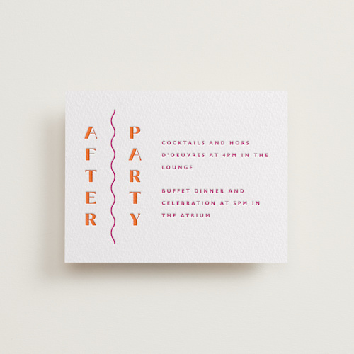 This is a fuchsia letterpress wedding invitations with letterpress by Olivia Raufman called tanti baci printing on somerset500 in standard