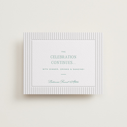 This is a seafoam letterpress wedding invitations with letterpress by Megan Davis called isle printing on somerset500 in standard