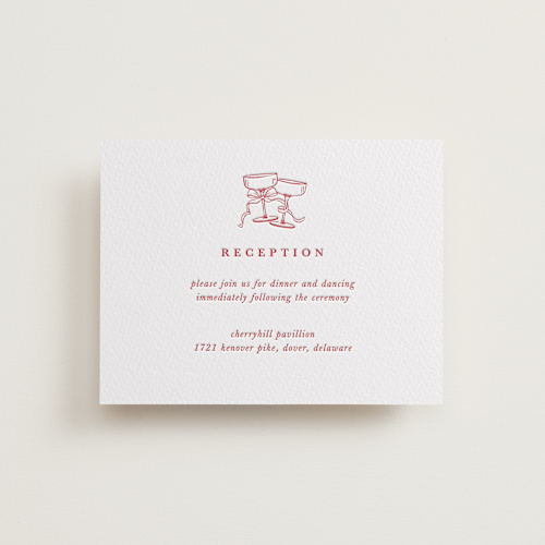 This is a scarlet letterpress wedding invitations with letterpress by Charter Oaks Creative called classic cherries printing on somerset500 in standard