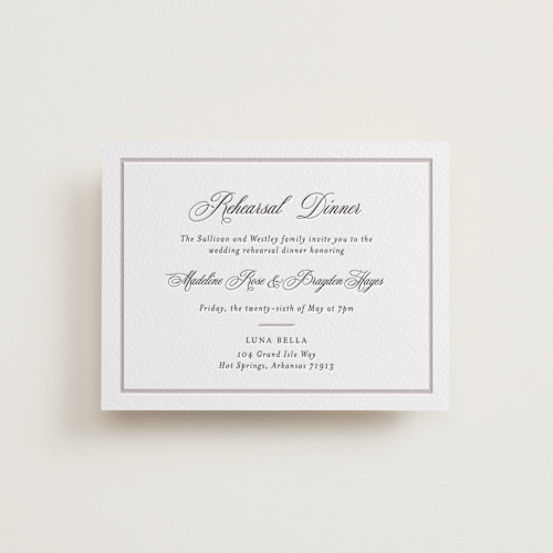 This is a soft black enclosure cards with letterpress by Melinda Denison called royal printing on somerset500 in standard