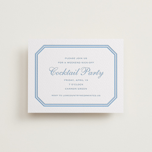 This is a sky blue enclosure cards with letterpress by Megan Davis called danbury printing on somerset500 in standard