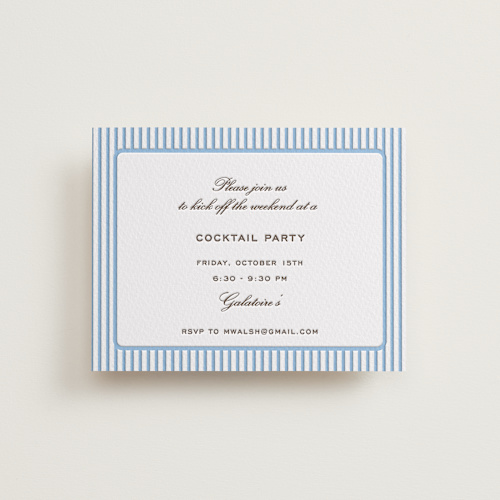 This is a sky blue enclosure cards with letterpress by Megan Davis called aperitif printing on somerset500 in standard