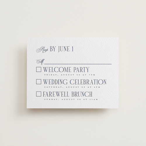 This is a aegean rsvp cards with letterpress by Hudson meet Rose called london printing on somerset500 in standard
