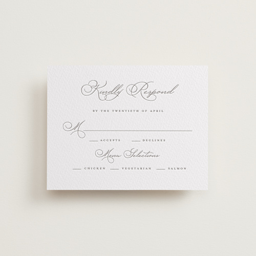 This is a love letters rsvp cards with letterpress by Wildfield Paper Co called love letters printing on somerset500 in standard
