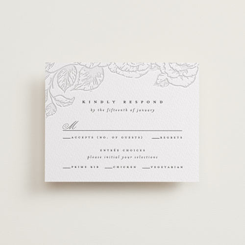 This is a garden rsvp cards with letterpress by Leah Bisch called garden printing on somerset500 in standard