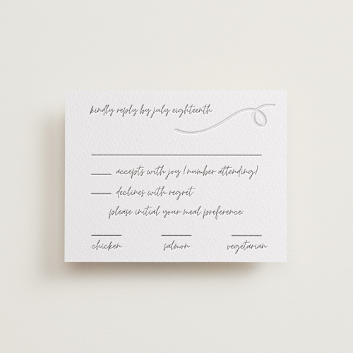 This is a artist hand rsvp cards with letterpress by Heather Schertzer called artist hand printing on somerset500 in standard